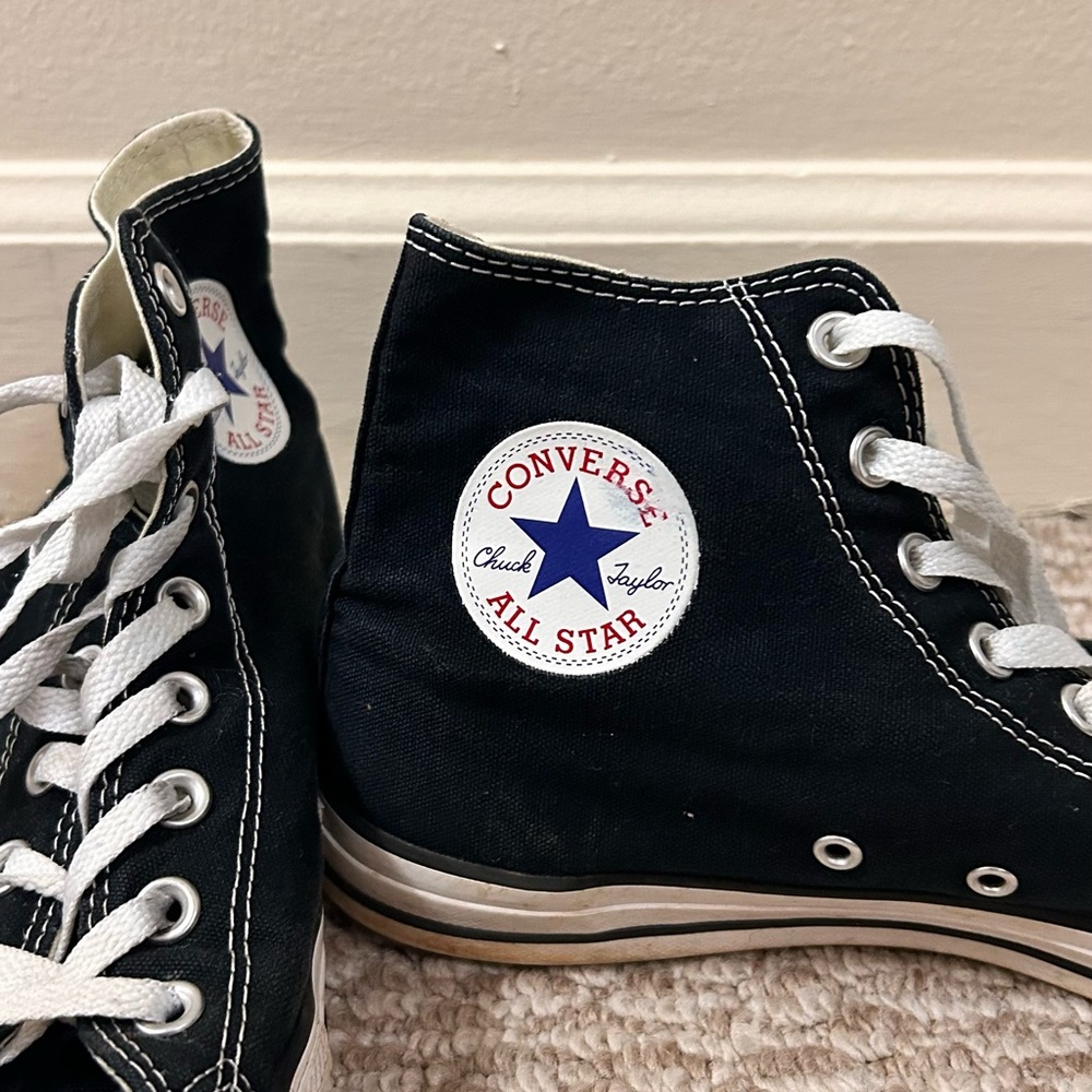 Converse Mens Black and White High-Top Sneakers